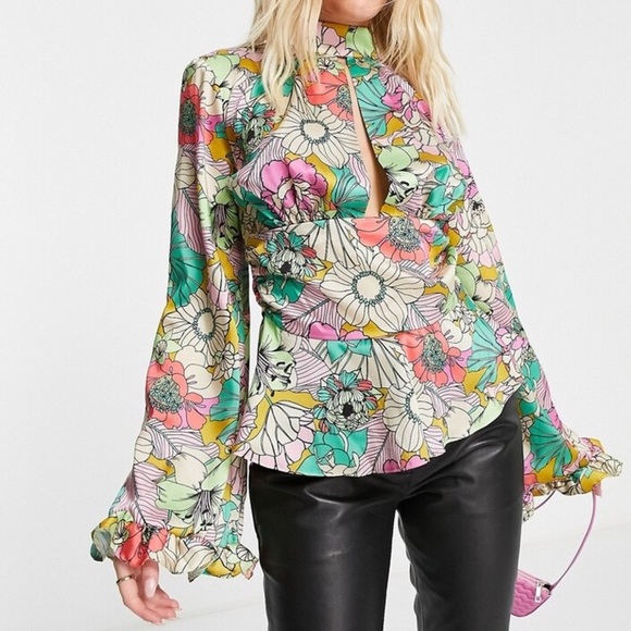 ASOS Colorful Floral Fitted Blouse - Picture 11 of 12